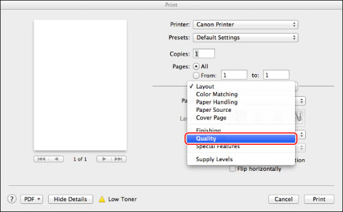 change printer settings on a mac for canon